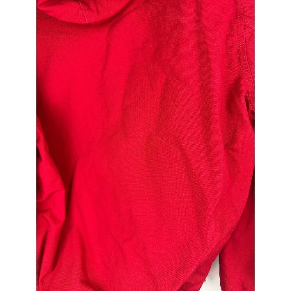 Carhartt Distressed Red Lined Hooded Jacket USA Coat *Company Logo XL Tall - Picture 6 of 15